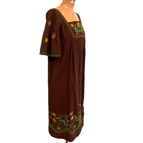 Uncle Frank by Ivy Jane Embroidered Floral XS Dress V-Neck Short Sleeve Cotton - Picture 6 of 10